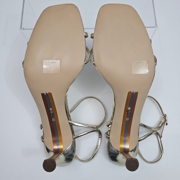 Sam Edelman Presley Strappy Heel Womens 11 Metallic Gold Sandal Formal Party NEW - Picture 11 of 14